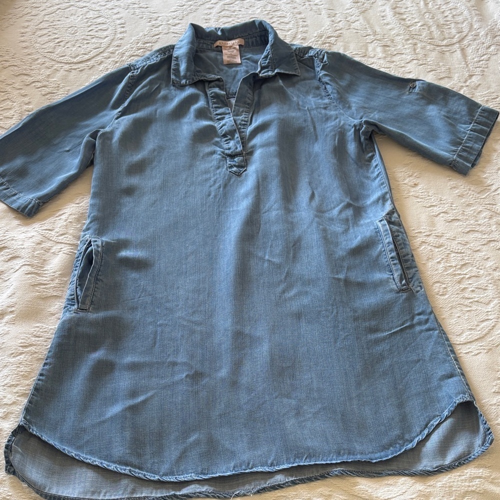 Philosophy Chambray 100% Tencel Lyocell Blue Denim Shirt Dress L Gently Loved
